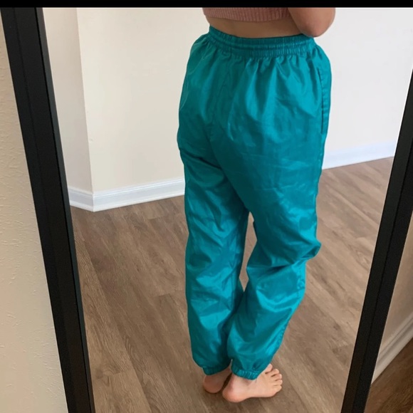 80s Turqoise Tracksuit Windpant Joggers - Picture 2 of 8